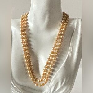 real Beautiful 32" AAA 6.4mm genuine natural South Sea round gold pearl necklace